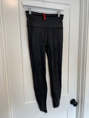 SPANX Black High-Waist Shapewear “leather” Leggings